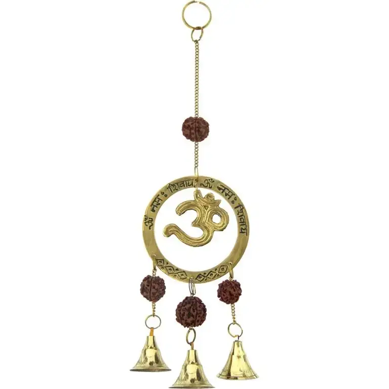 Brass Om Bell Chime with Rudraksha | 11"