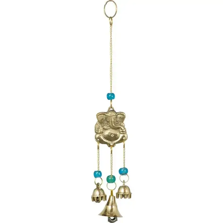 Bells Brass Chime Ganesh with Blue Beads
