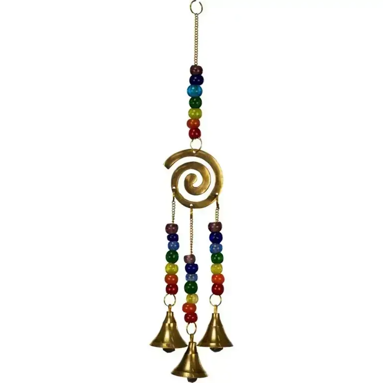 Chakra Spiral Brass Bell Chime | 12" Hanging Decor