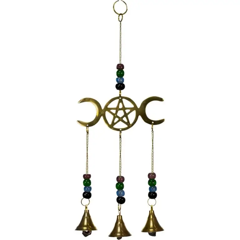 Triple Moon & Pentacle Brass Bell Chime | 12"
