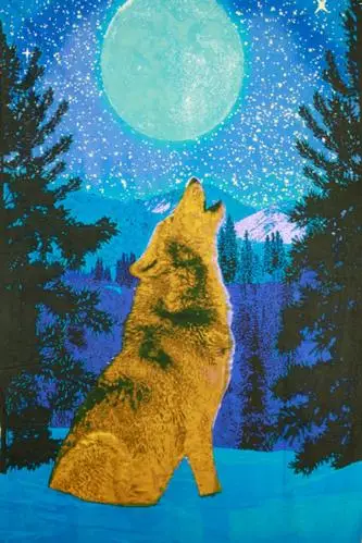 Tapestry 3D Glow In The Dark Howling Wolf