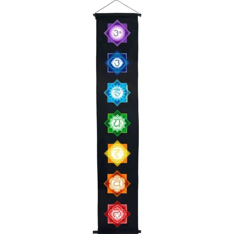 Wall Scroll Banner Cotton Color Print Chakras Black