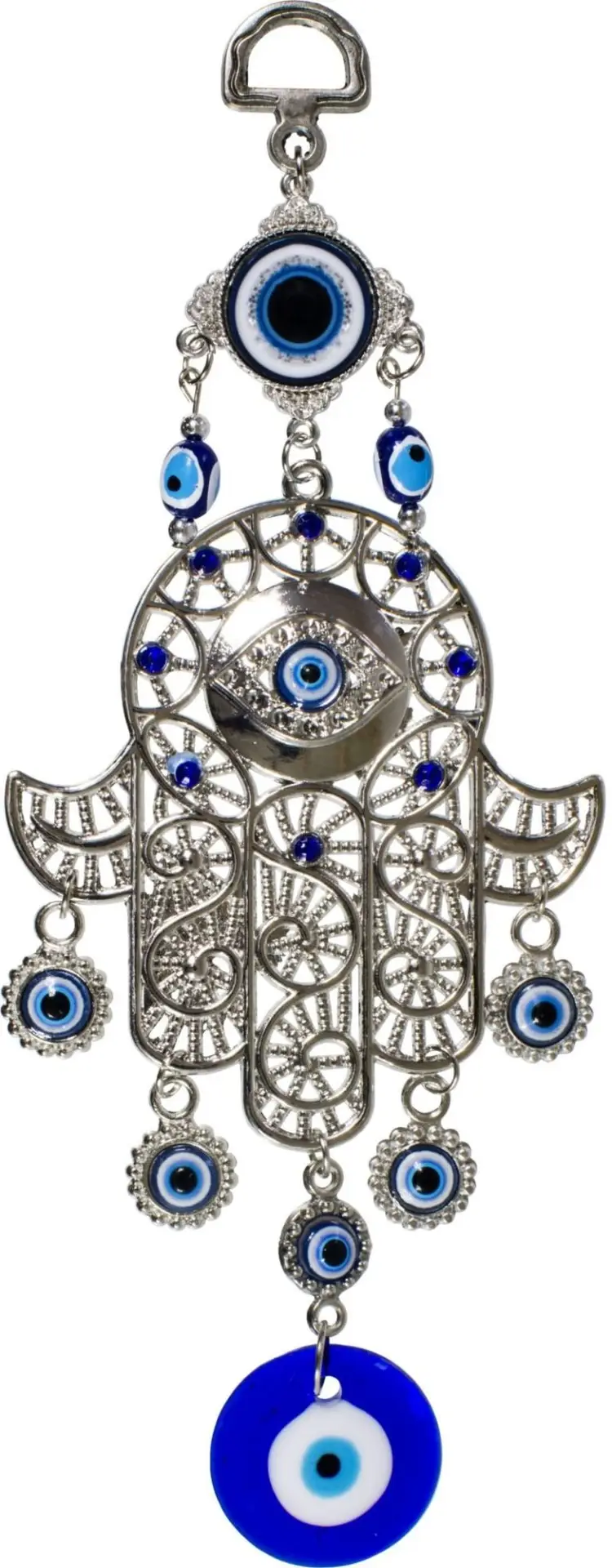 Evil Eye Glass Talisman Filigree Fatima Hamsa Hanging