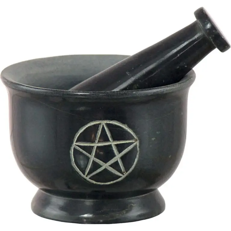 Mortar & Pestle Soapstone Pentacle Black