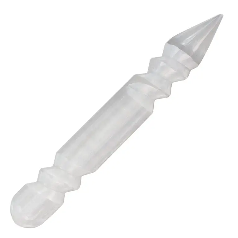 Selenite Gemstone Curved Carved Wand