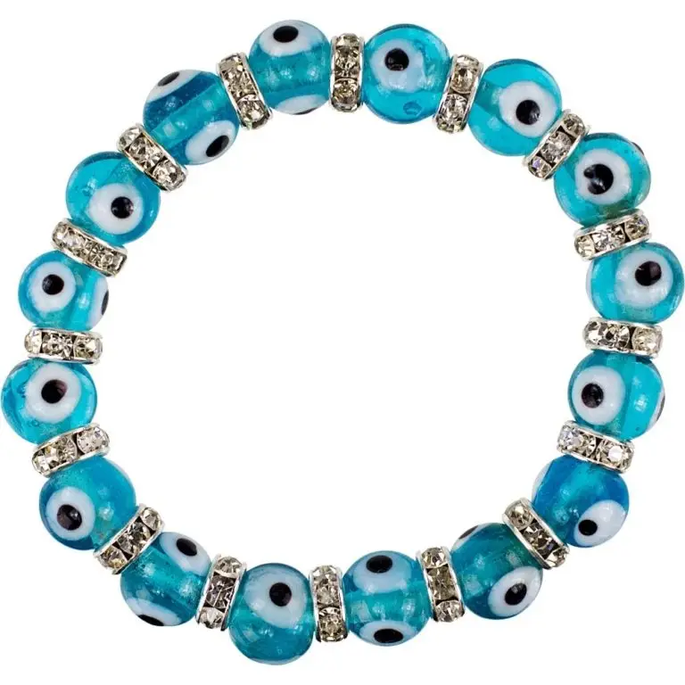 Bracelet Evil Eye Protection Glass Beads Aqua