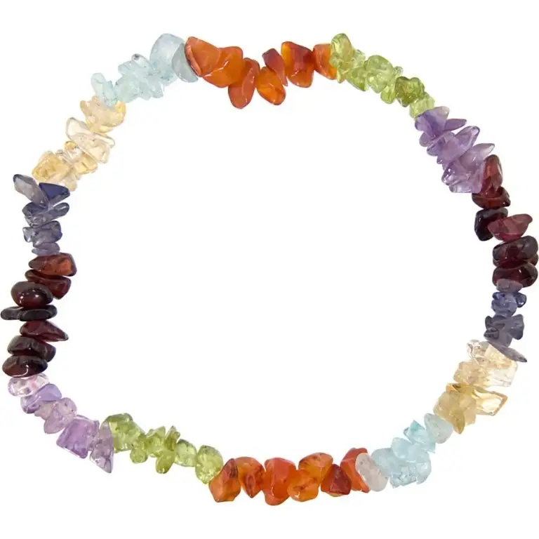 Bracelet Gemstone Chips Elastic 7 Chakras