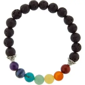 Bracelet Round 8mm 7 Chakra w/ Lava Stone