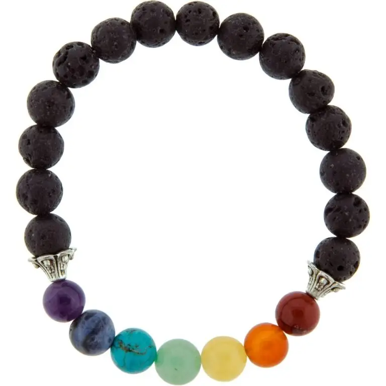 Bracelet Round 8mm 7 Chakra w/ Lava Stone