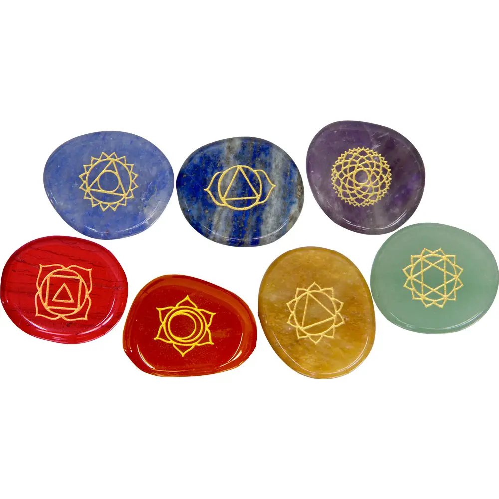 Gemstone Carved Chakra Set | Worry Stones