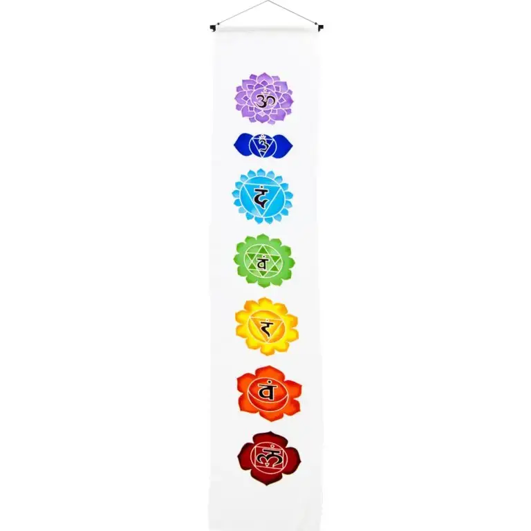 Wall Scroll Banner Cotton Color Print Chakras White