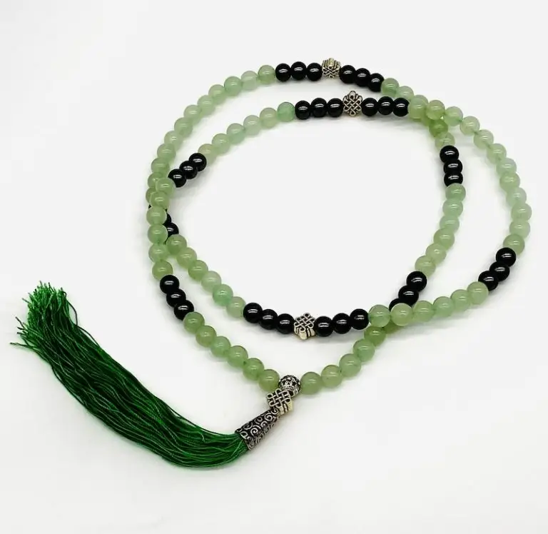 Celtic Aventurine and Hematite Mala Necklace 8mm