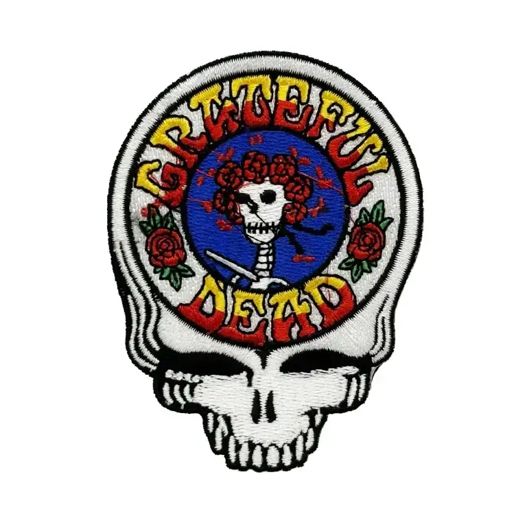 Stealie with Skeleton and Roses Grateful Dead Iron-on Patch