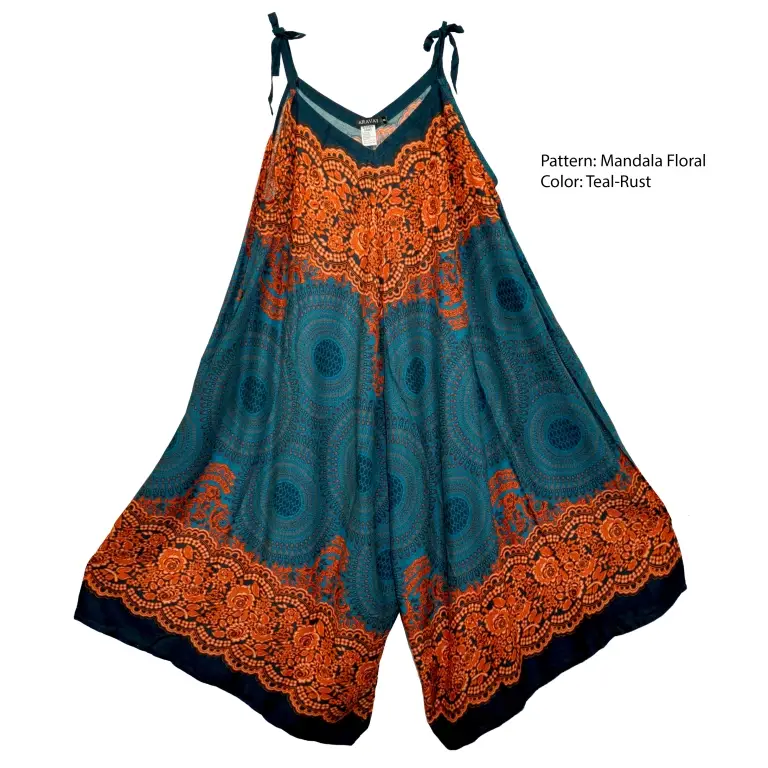TXT.ButterflyJumpsuit.MandalaFloral.TealRust.XXL