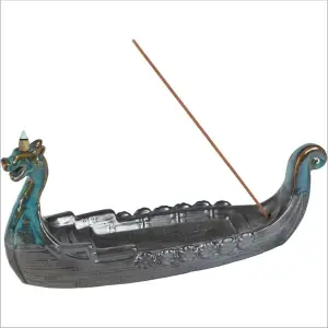 Ceramic Viking Ship Incense Holder