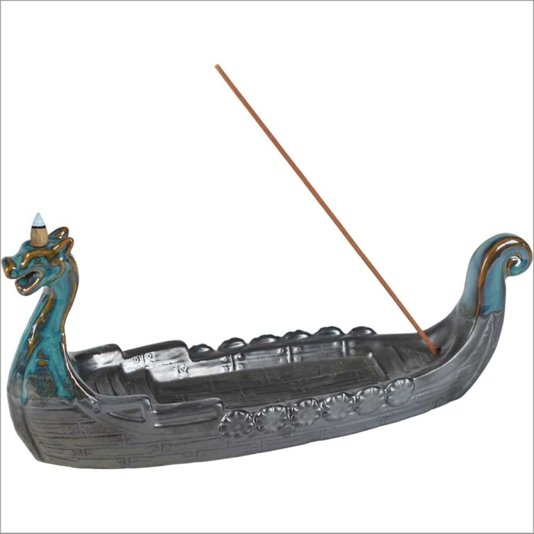 Ceramic Viking Ship Incense Holder
