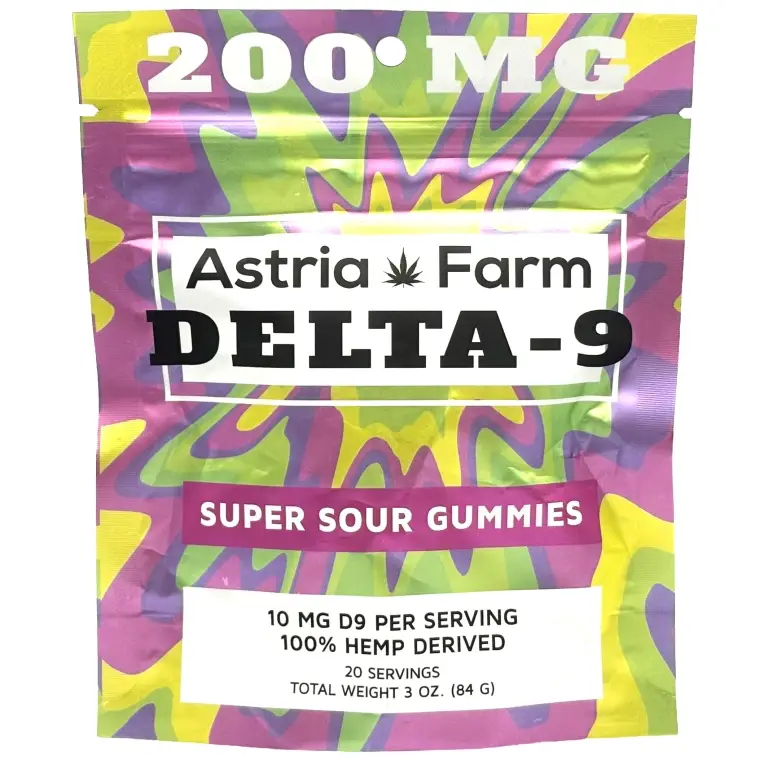 Astria Farm D9 200mg Super Sour Gummies
